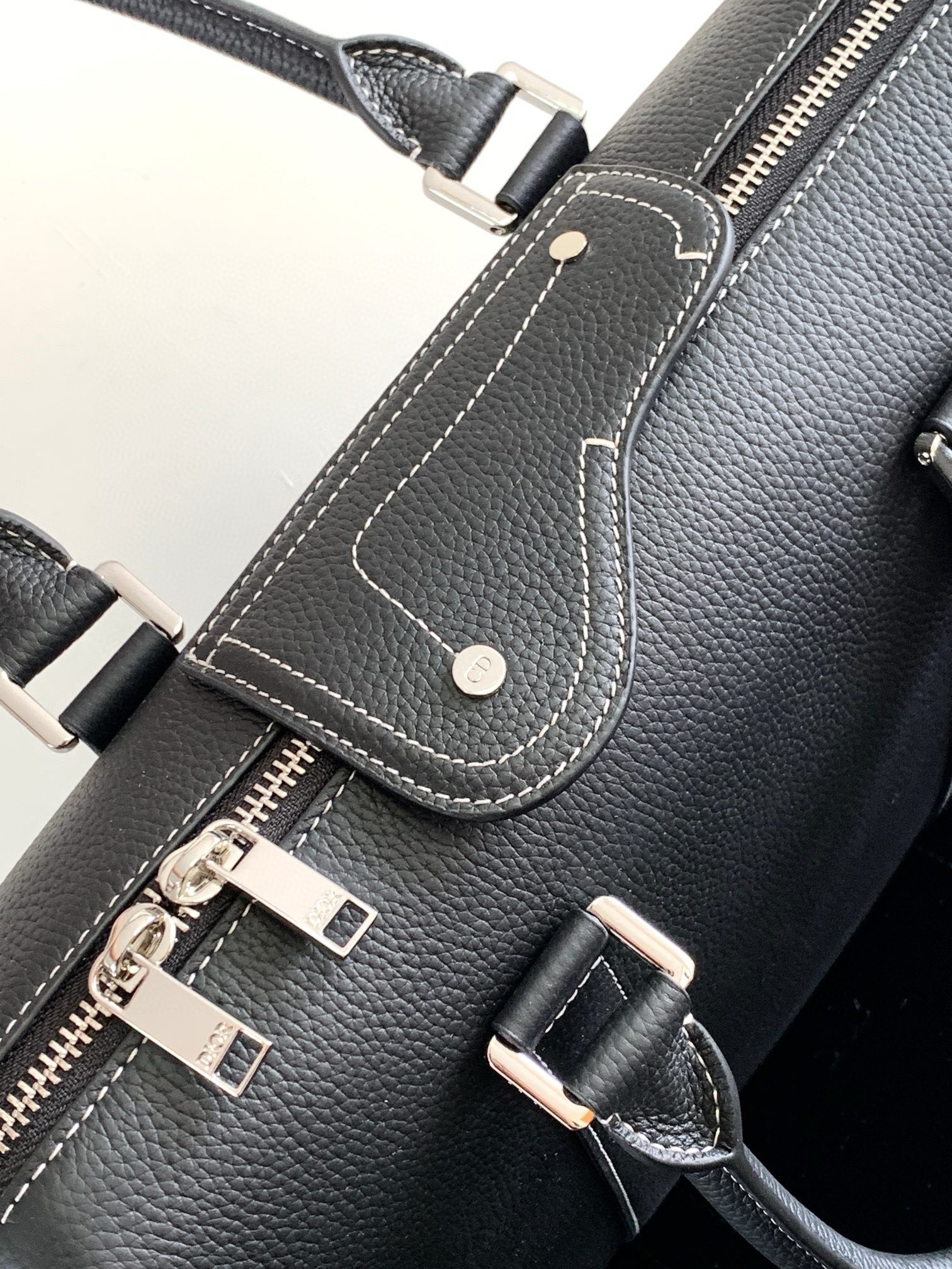D*or lingot briefcase in black grained calfskin