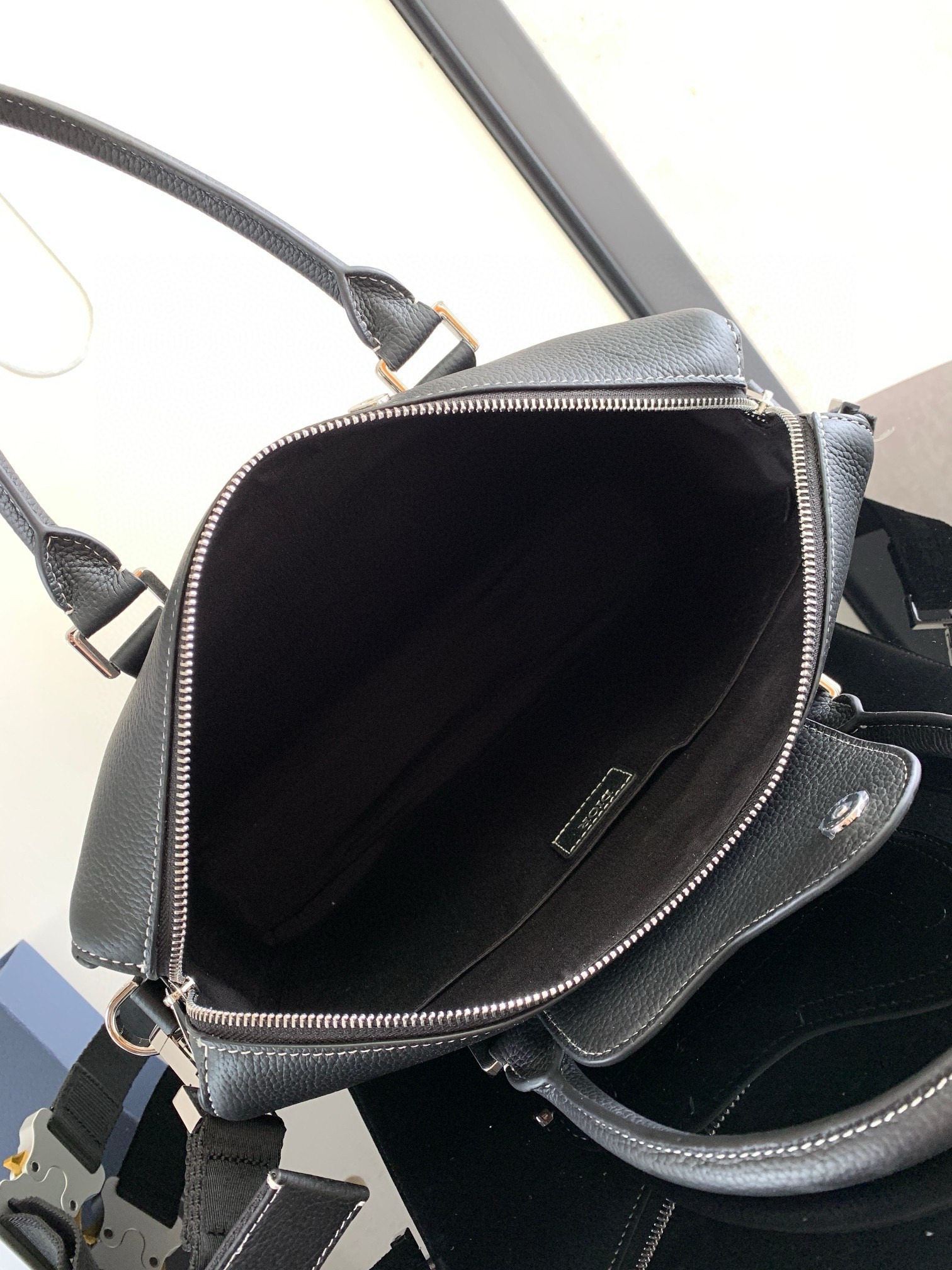 D*or lingot briefcase in black grained calfskin