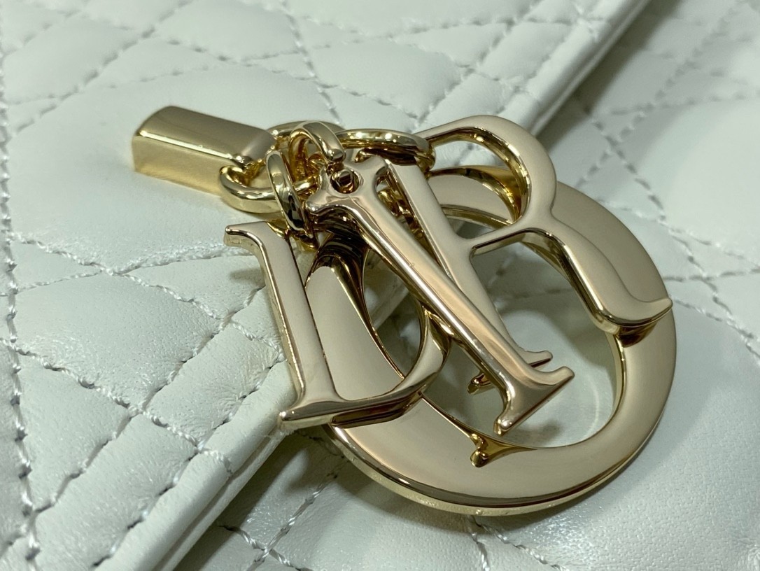 D*or miss D*or top handle bag in white cannage lambskin