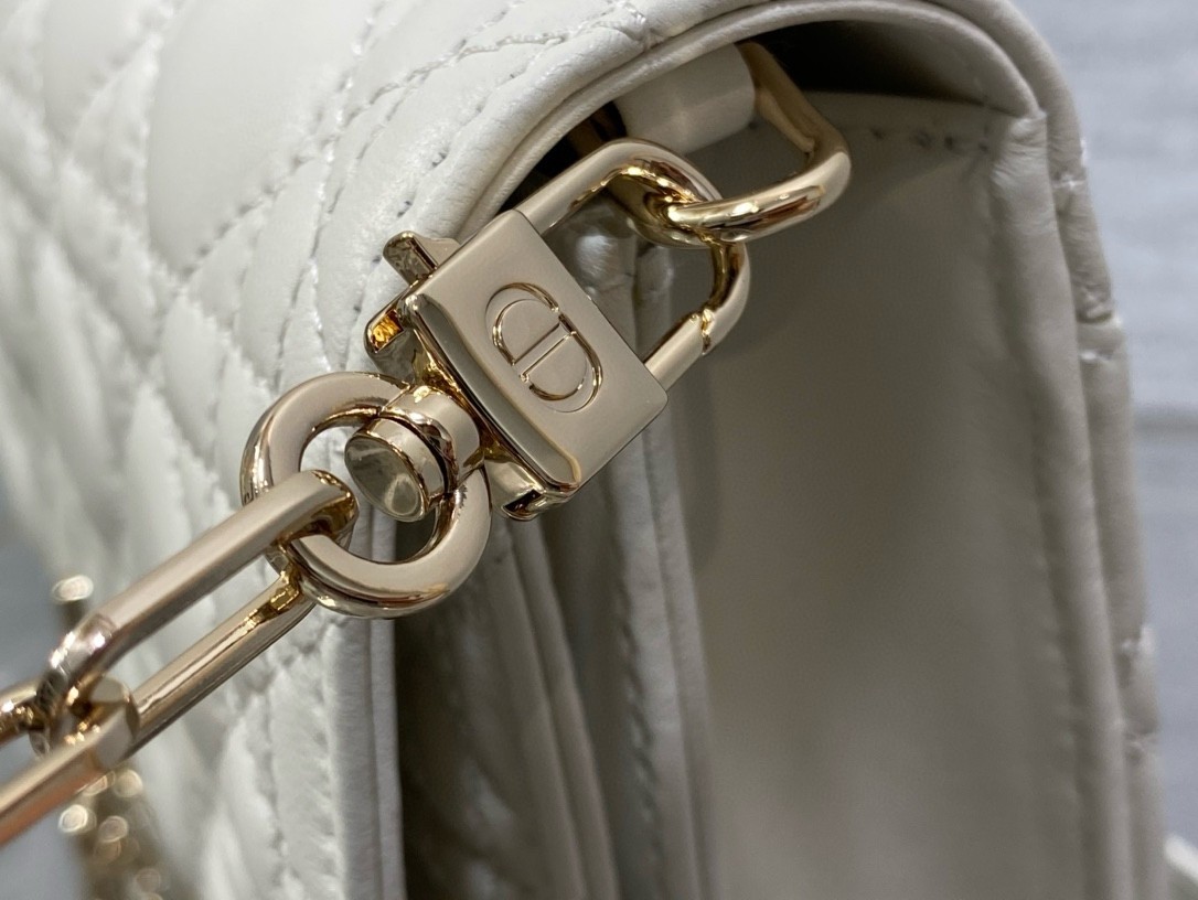 D*or miss D*or top handle bag in white cannage lambskin