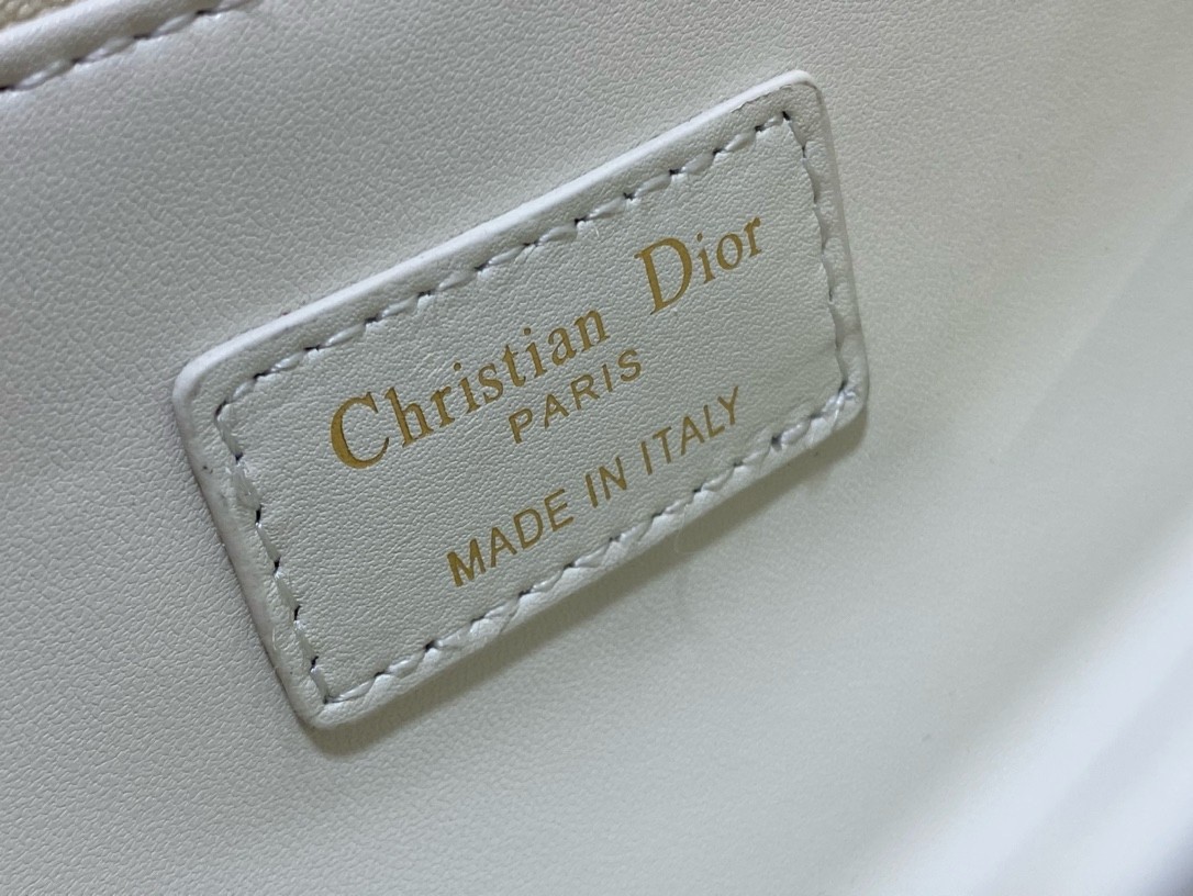 D*or miss D*or top handle bag in white cannage lambskin
