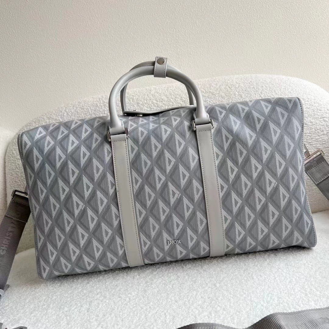 D*or lingot 50 duffle bag in gray cd diamond canvas