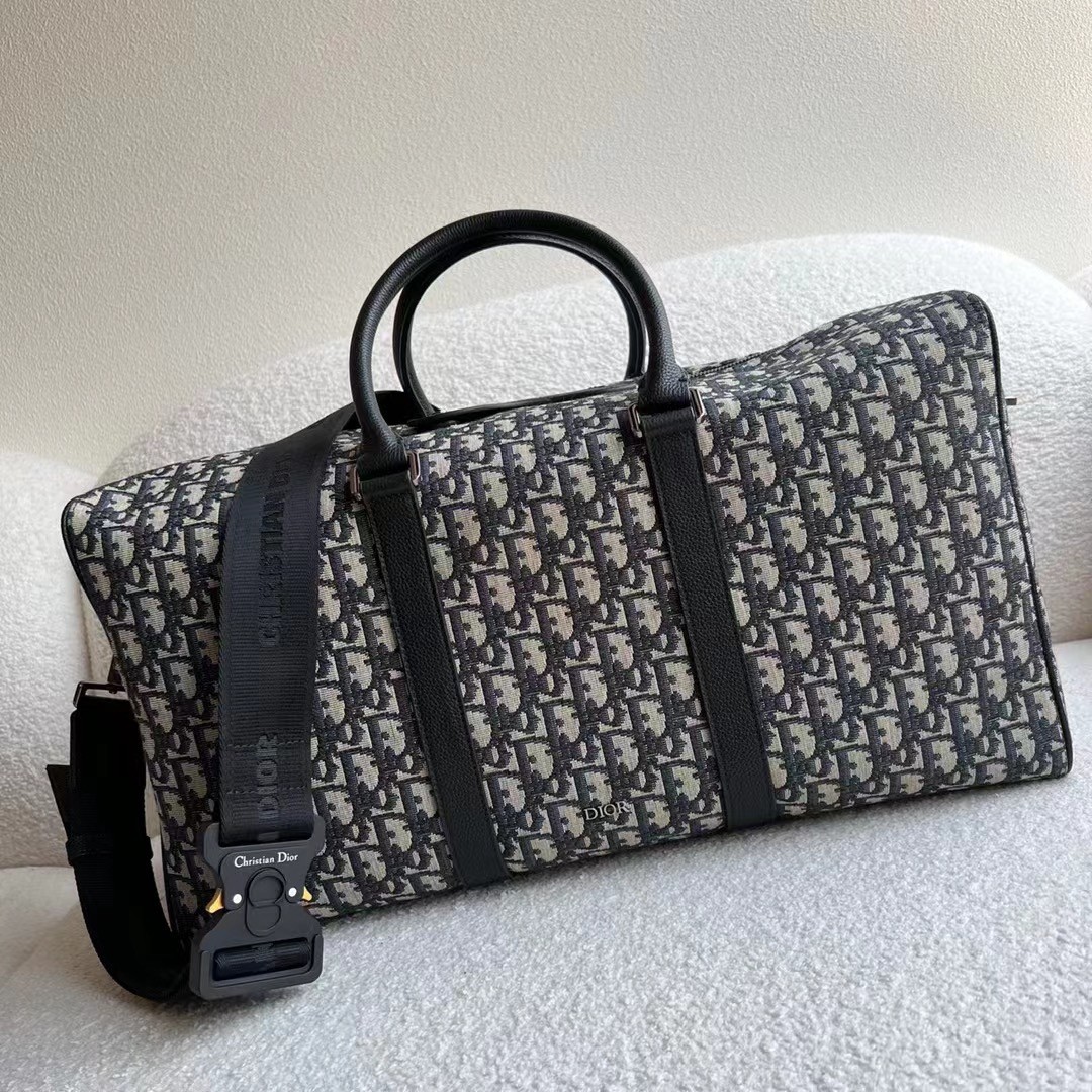 D*or lingot 50 duffle bag in black oblique jacquard