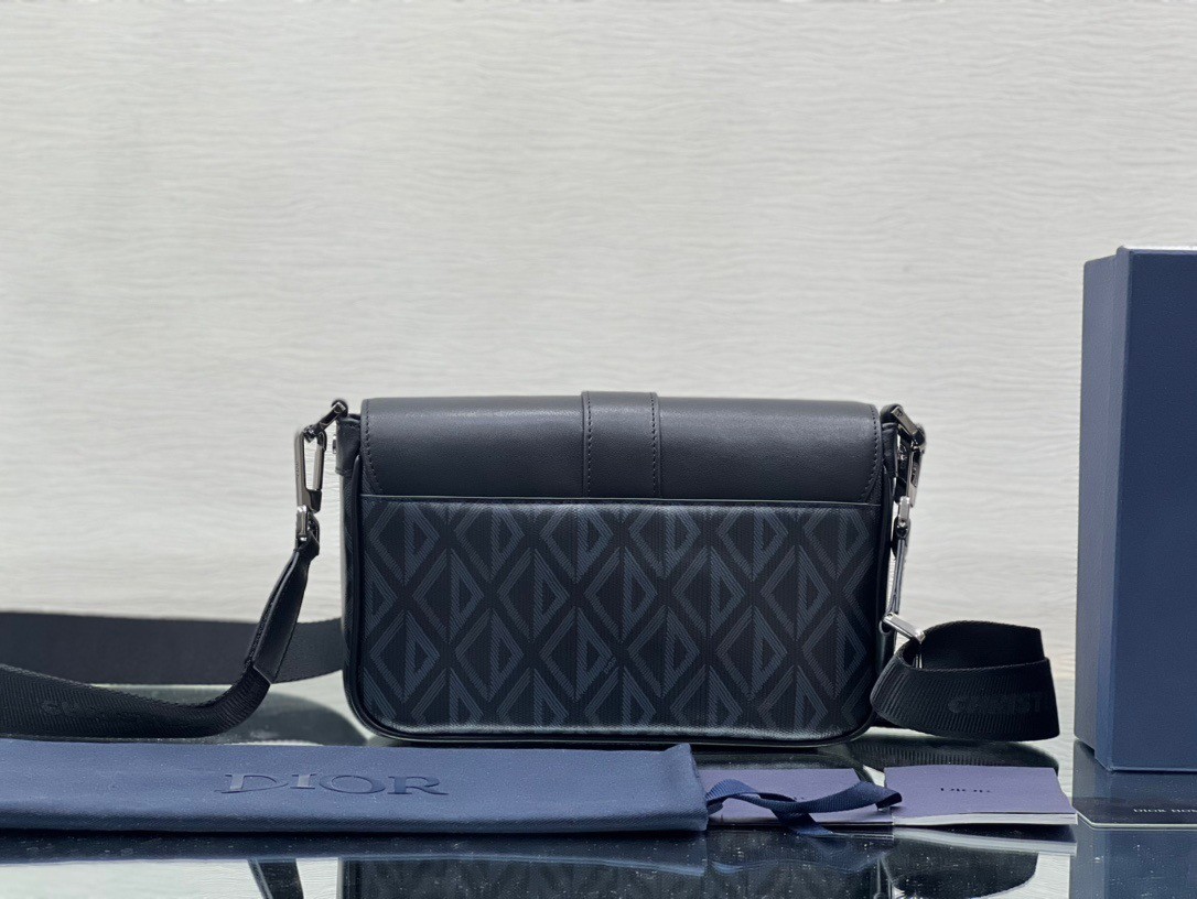 D*or hit the road messenger bag in black cd diamond canvas
