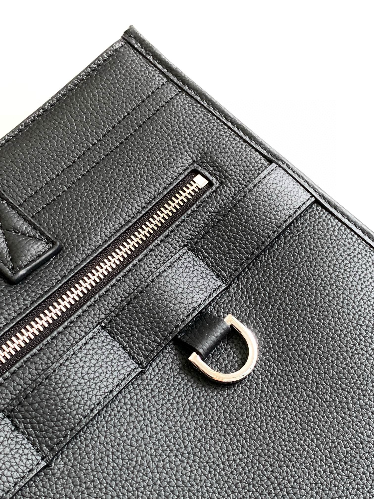 D*or safari tote bag in black grained calfskin