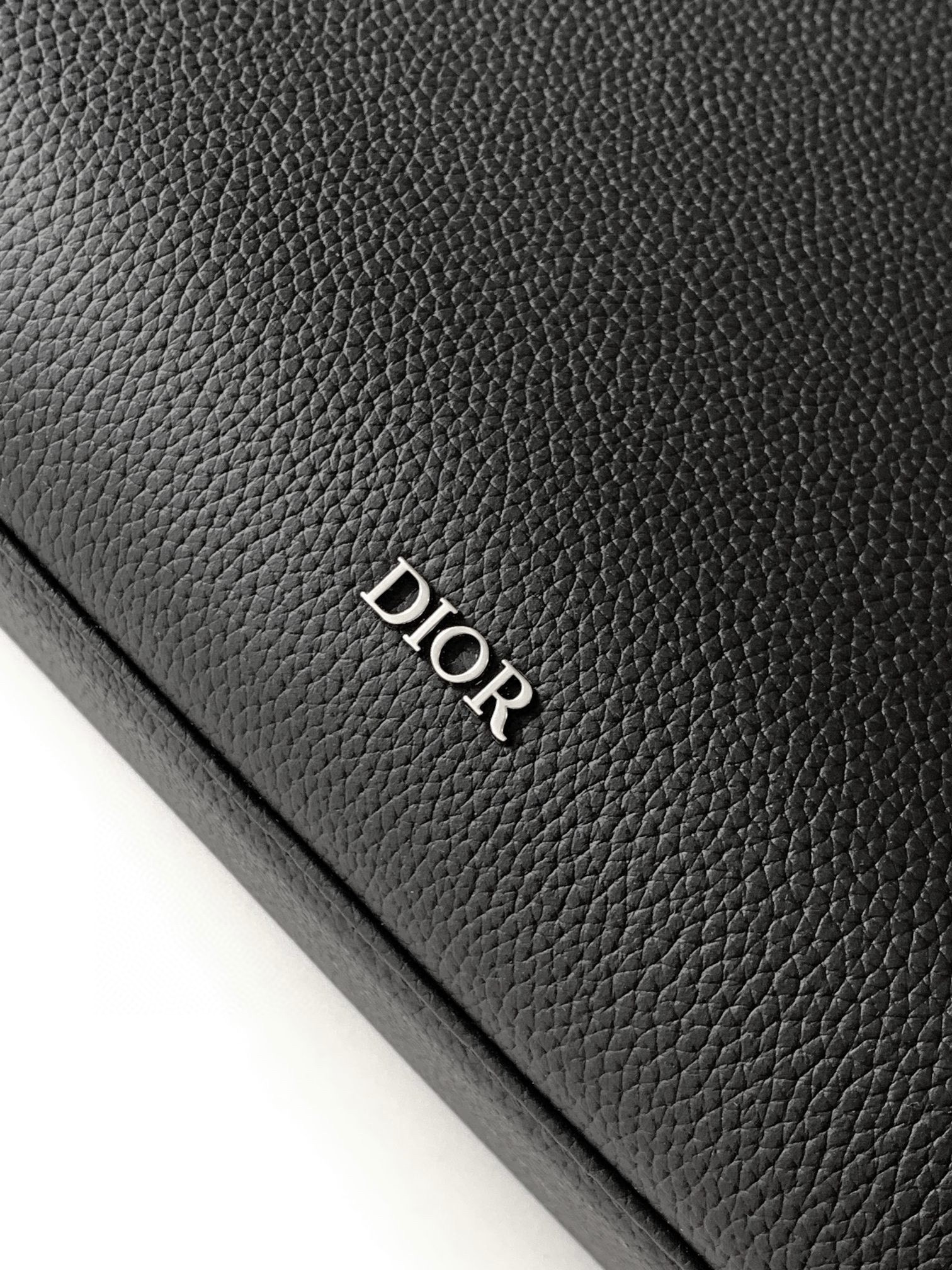 D*or safari tote bag in black grained calfskin