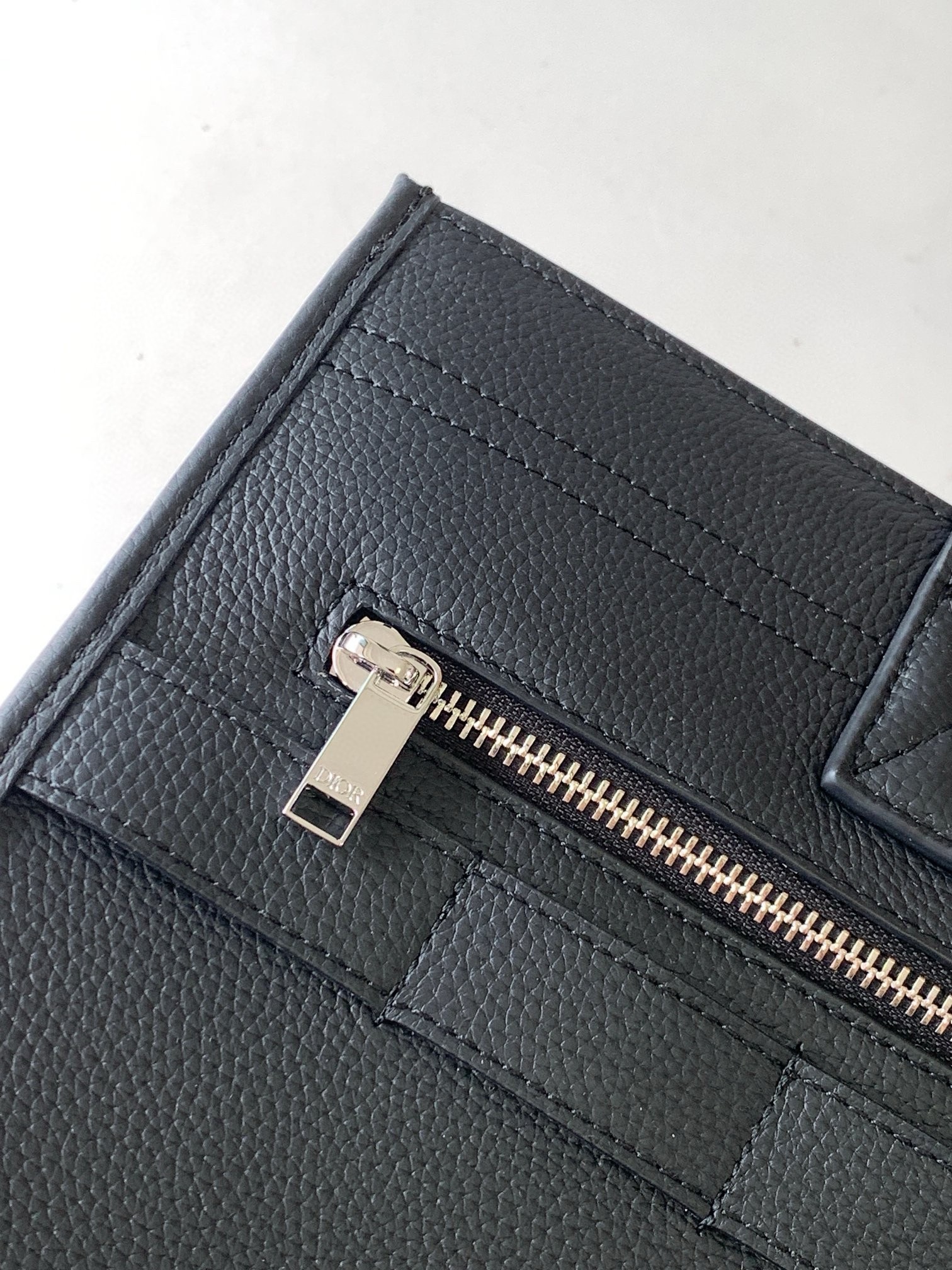 D*or safari tote bag in black grained calfskin