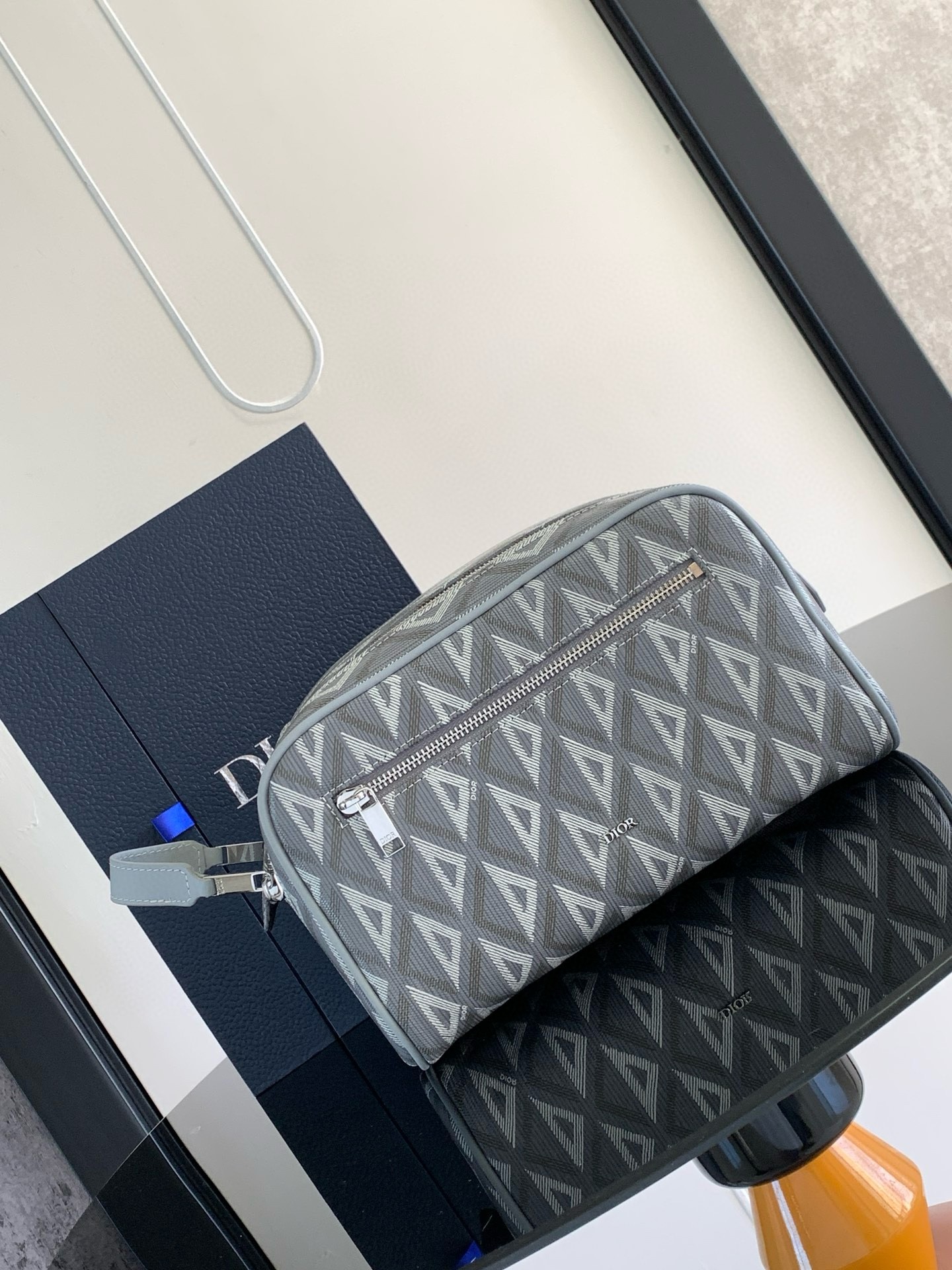 D*or toiletry bag in grey cd diamond canvas
