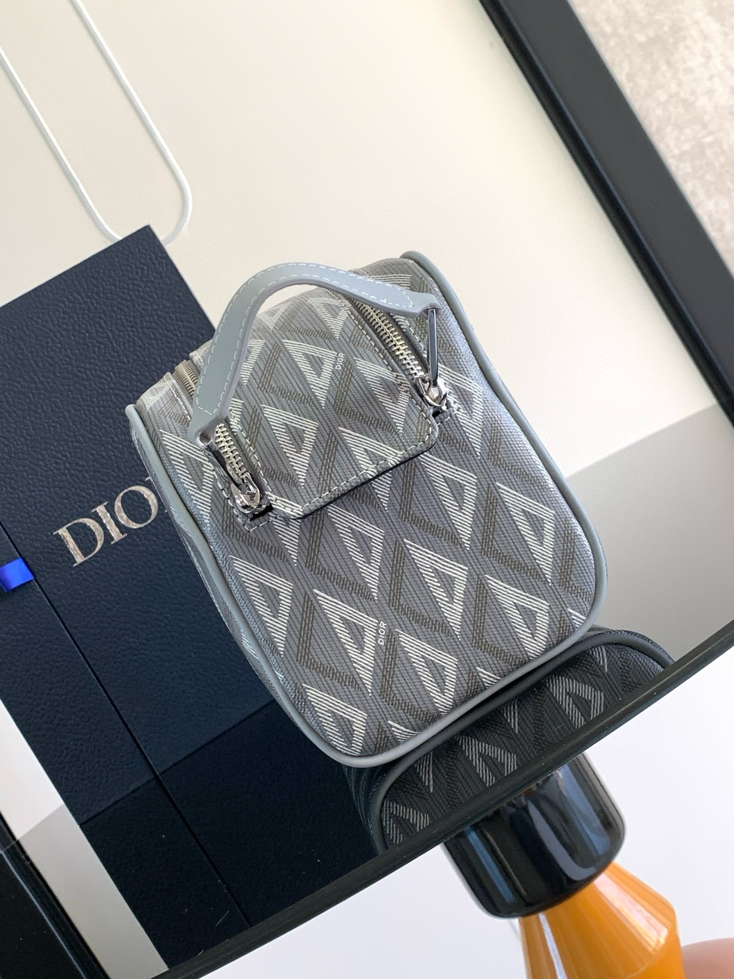 D*or toiletry bag in grey cd diamond canvas