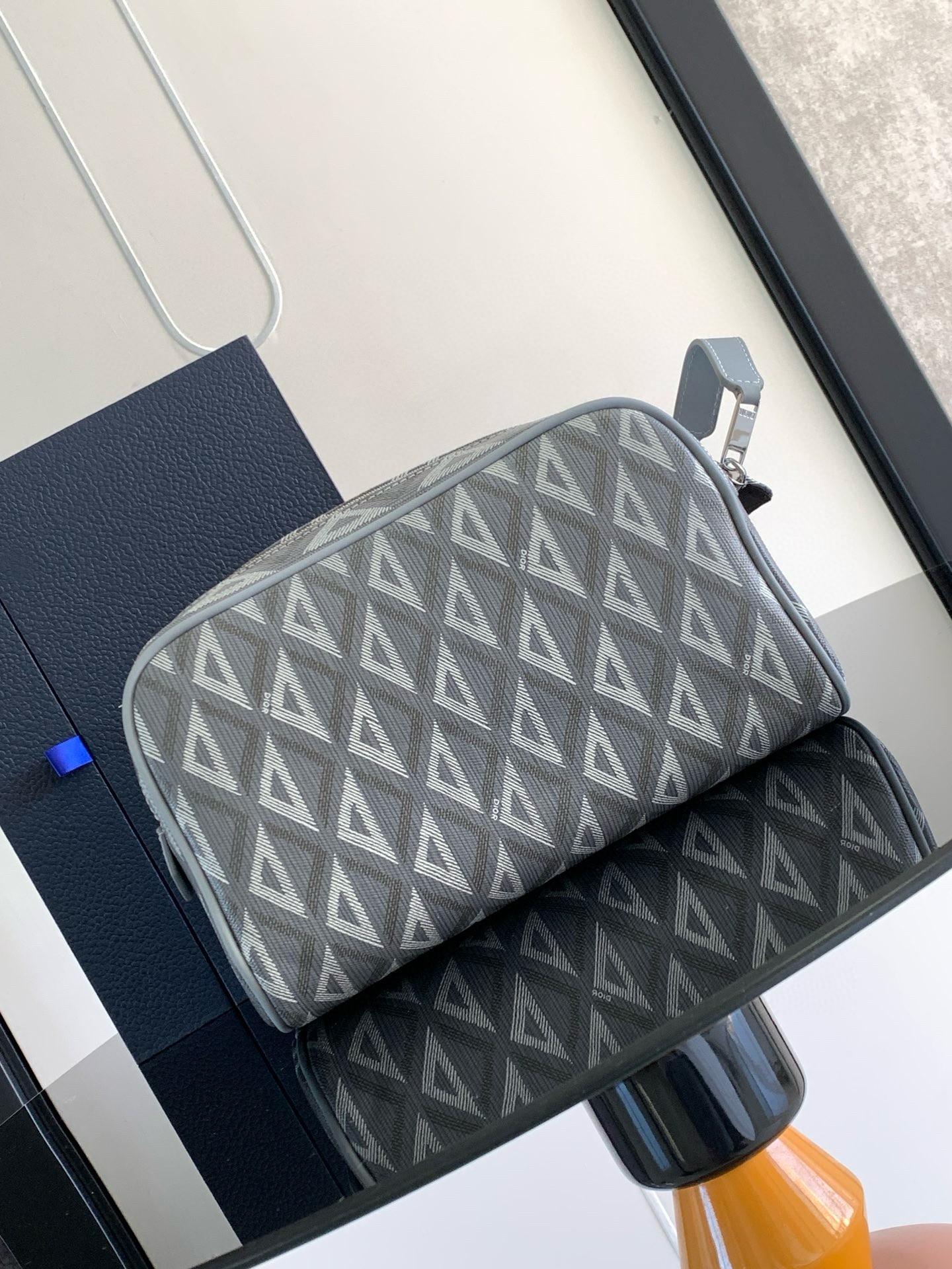 D*or toiletry bag in grey cd diamond canvas