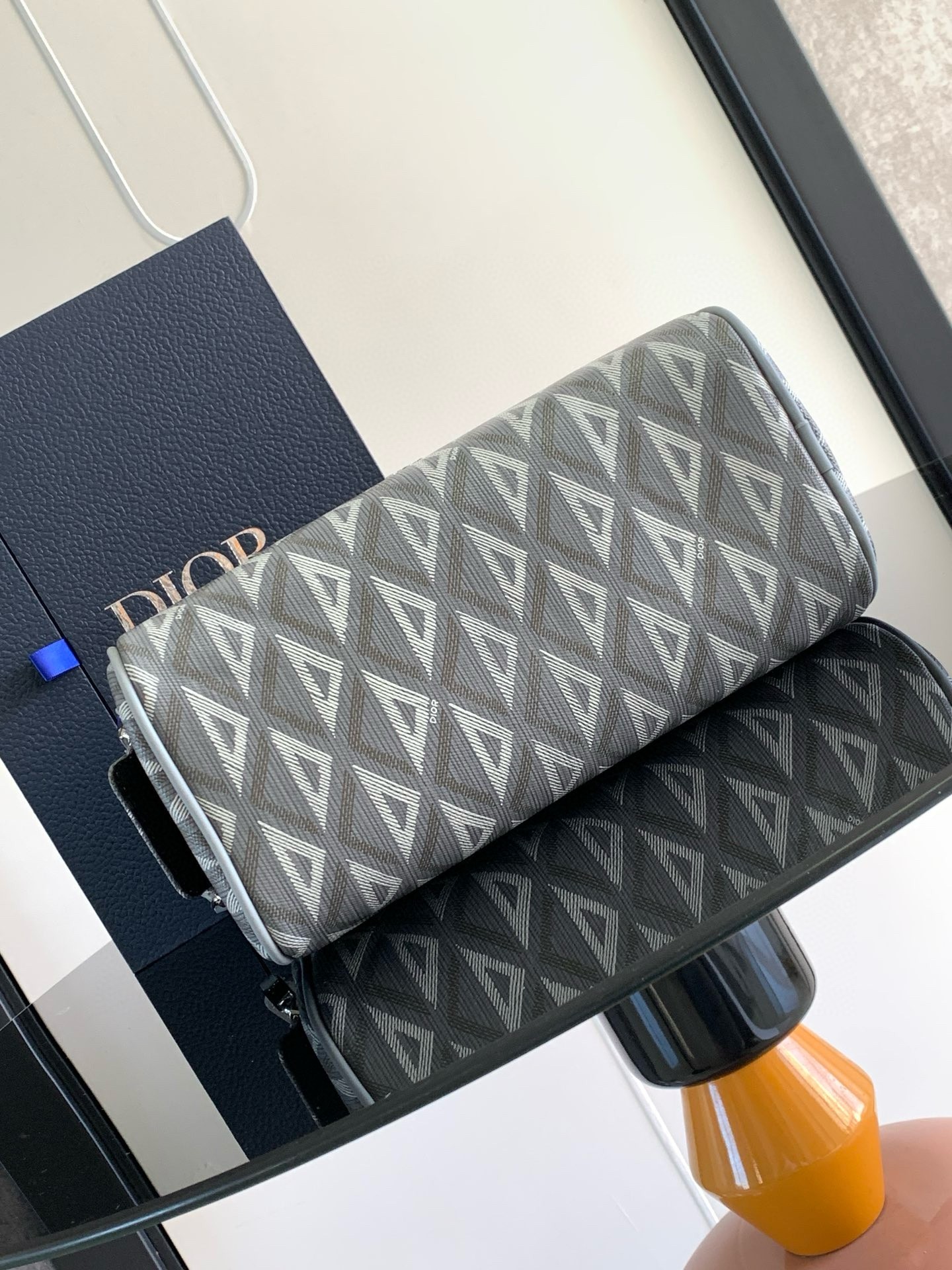 D*or toiletry bag in grey cd diamond canvas