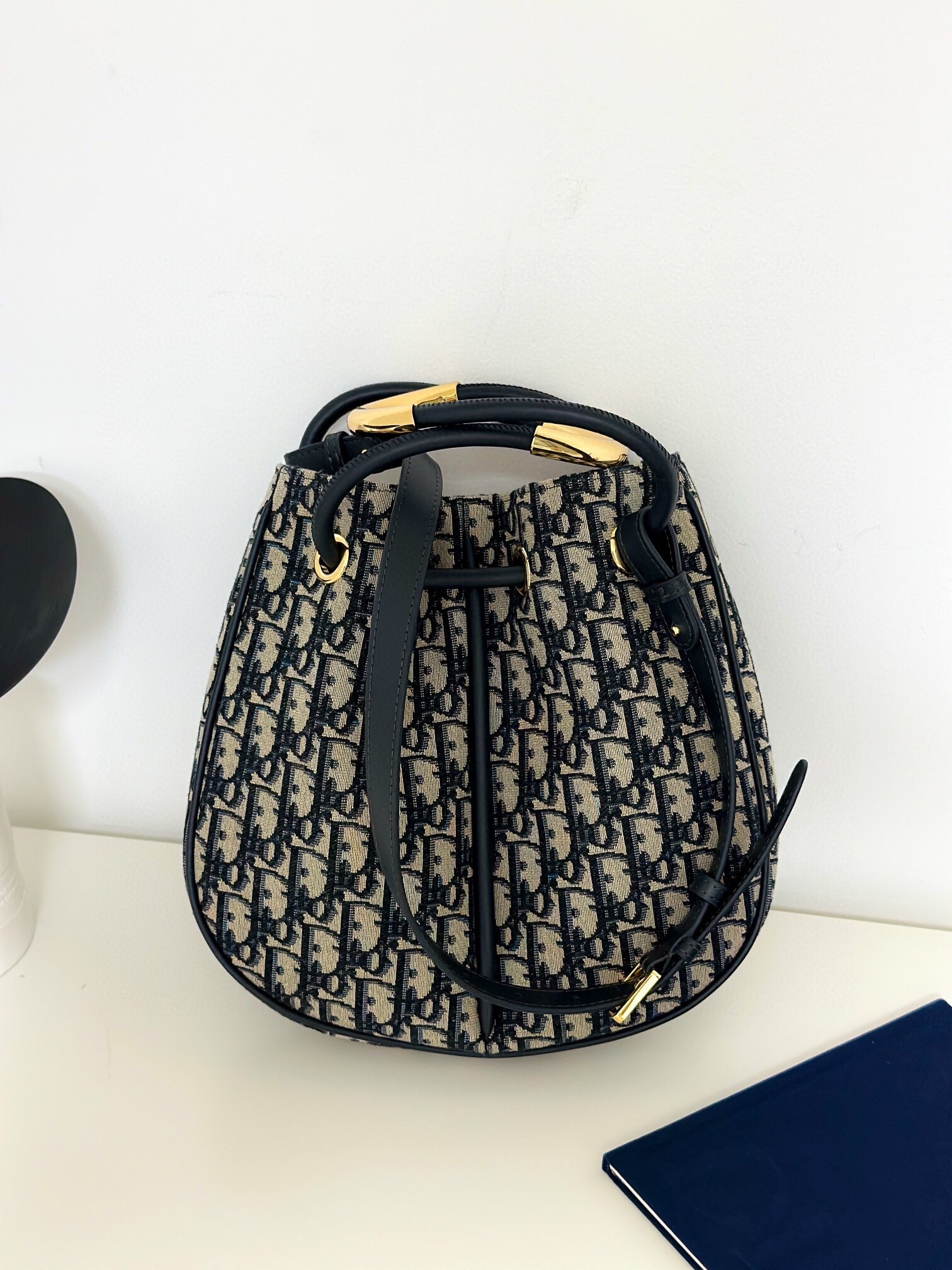 D*or nolita medium bag in blue D*or oblique jacquard