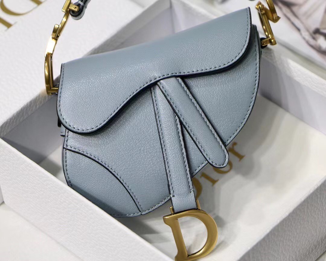 D*or micro saddle bag in cloud blue goatskin