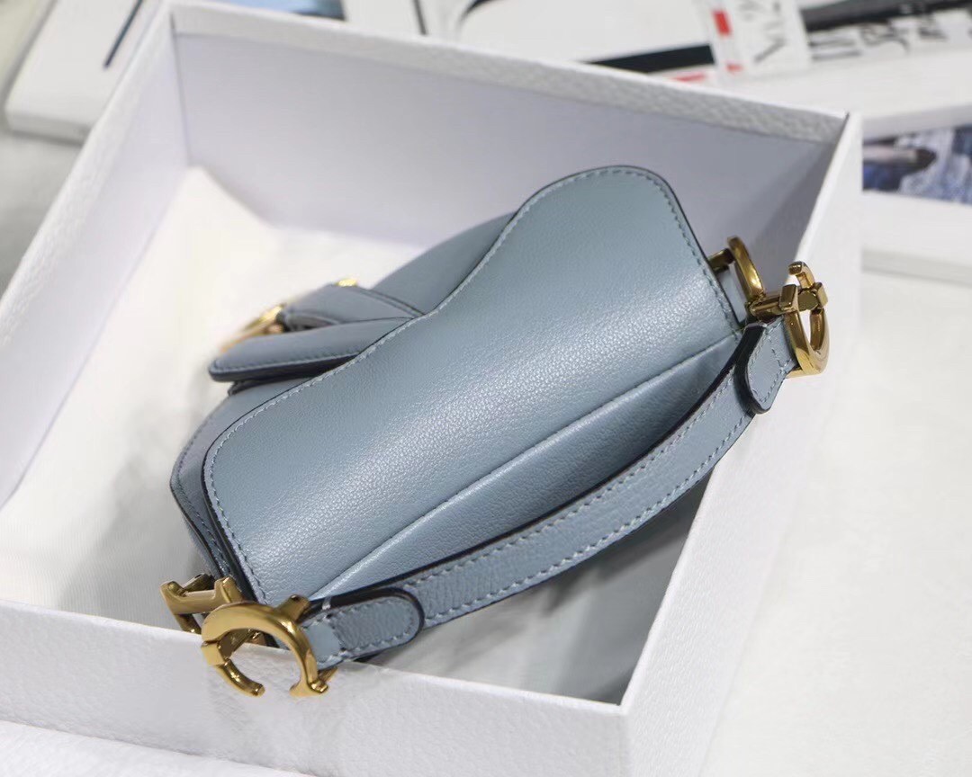 D*or micro saddle bag in cloud blue goatskin