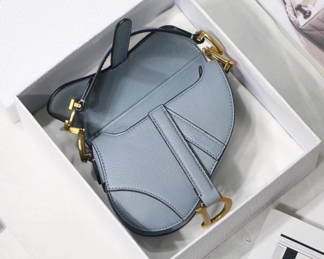 D*or micro saddle bag in cloud blue goatskin