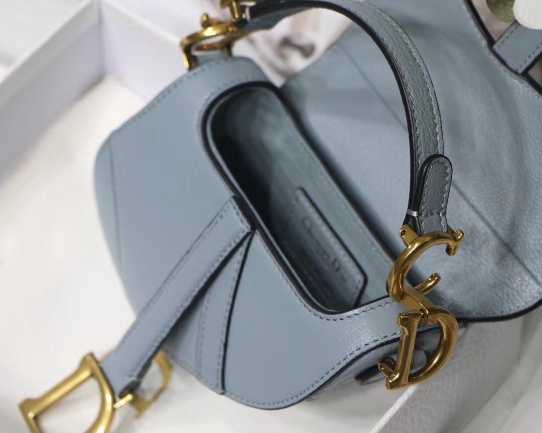 D*or micro saddle bag in cloud blue goatskin