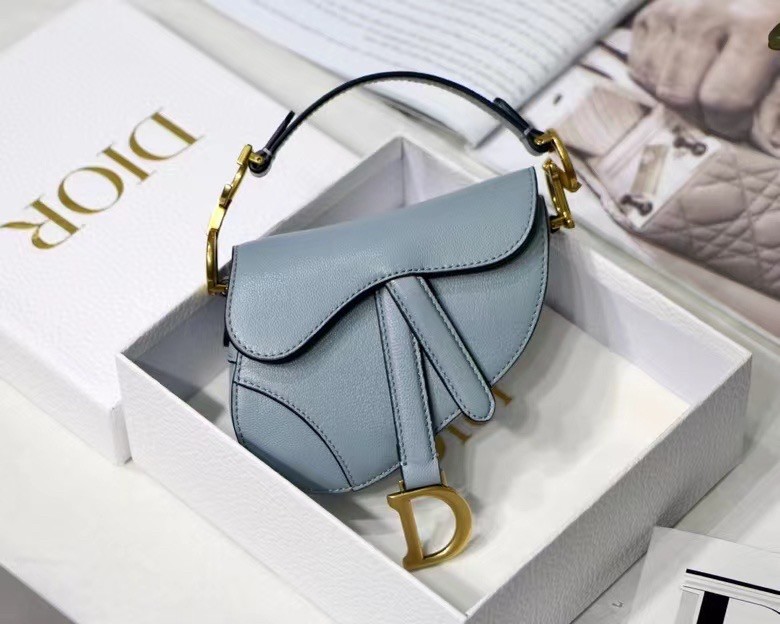 D*or micro saddle bag in grey goatskin