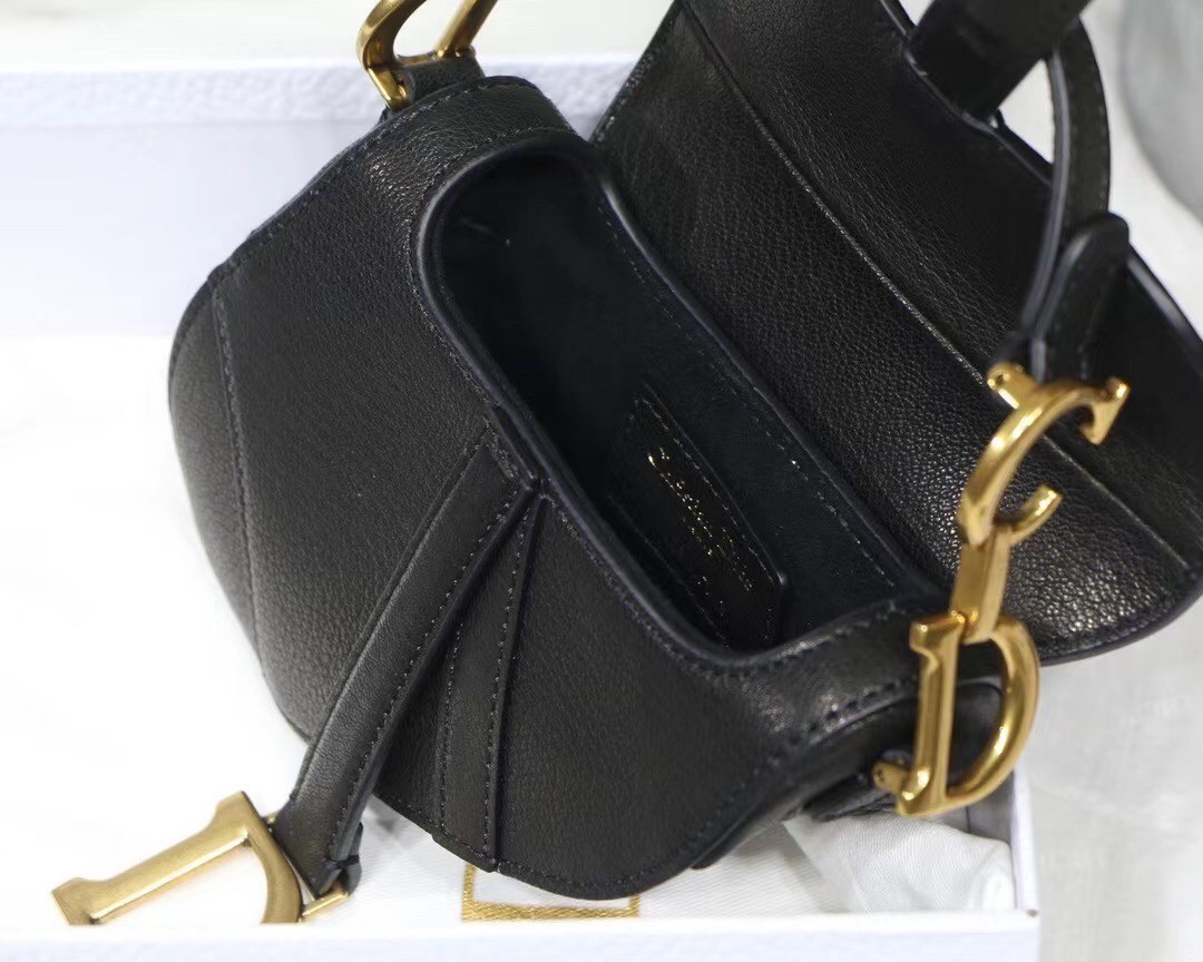 D*or micro saddle bag in black goatskin