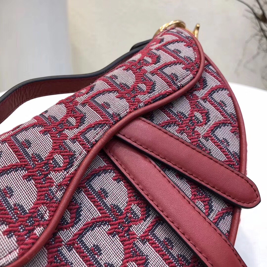 D*or mini saddle bag in bordeaux oblique jacquard canvas
