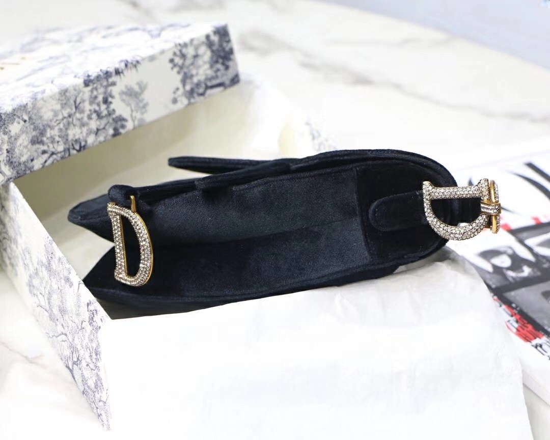 D*or mini saddle bag in black velvet