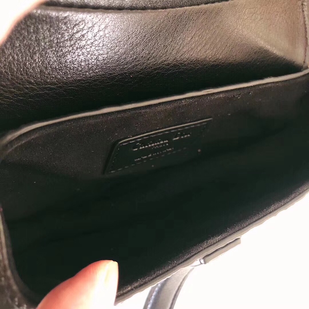 D*or saddle bag in black braided leather strips with fringe
