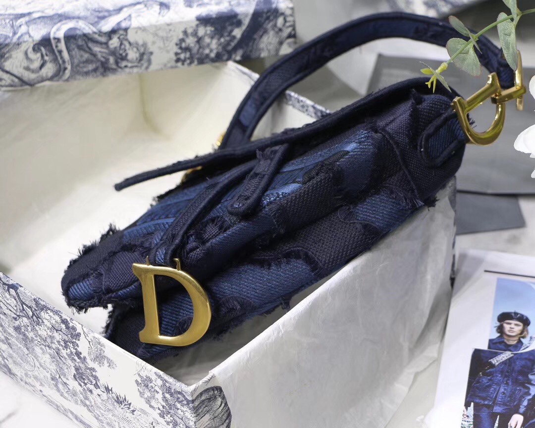 D*or saddle bag in blue camouflage canvas