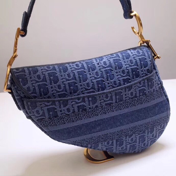 D*or saddle bag in denim blue D*or oblique canvas