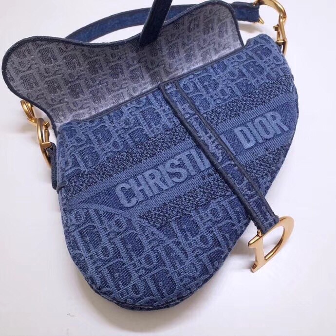 D*or saddle bag in denim blue D*or oblique canvas