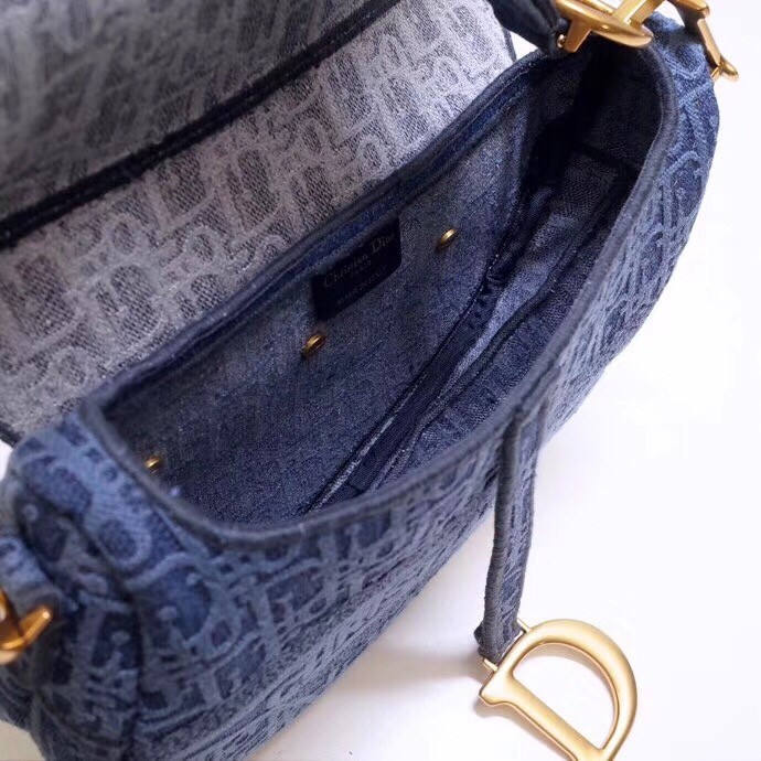 D*or saddle bag in denim blue D*or oblique canvas