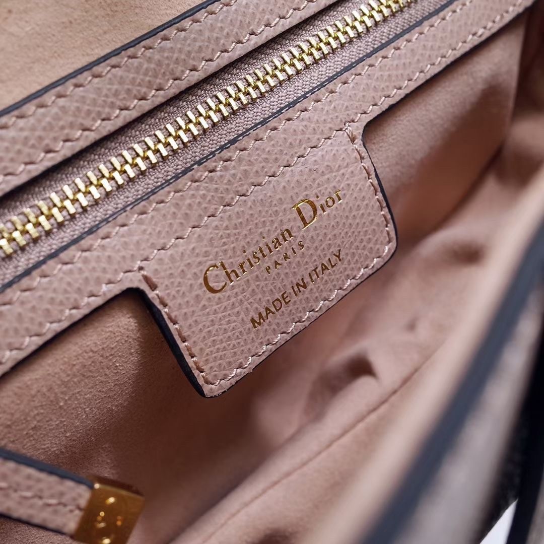 D*or saddle bag in blush grained calfskin