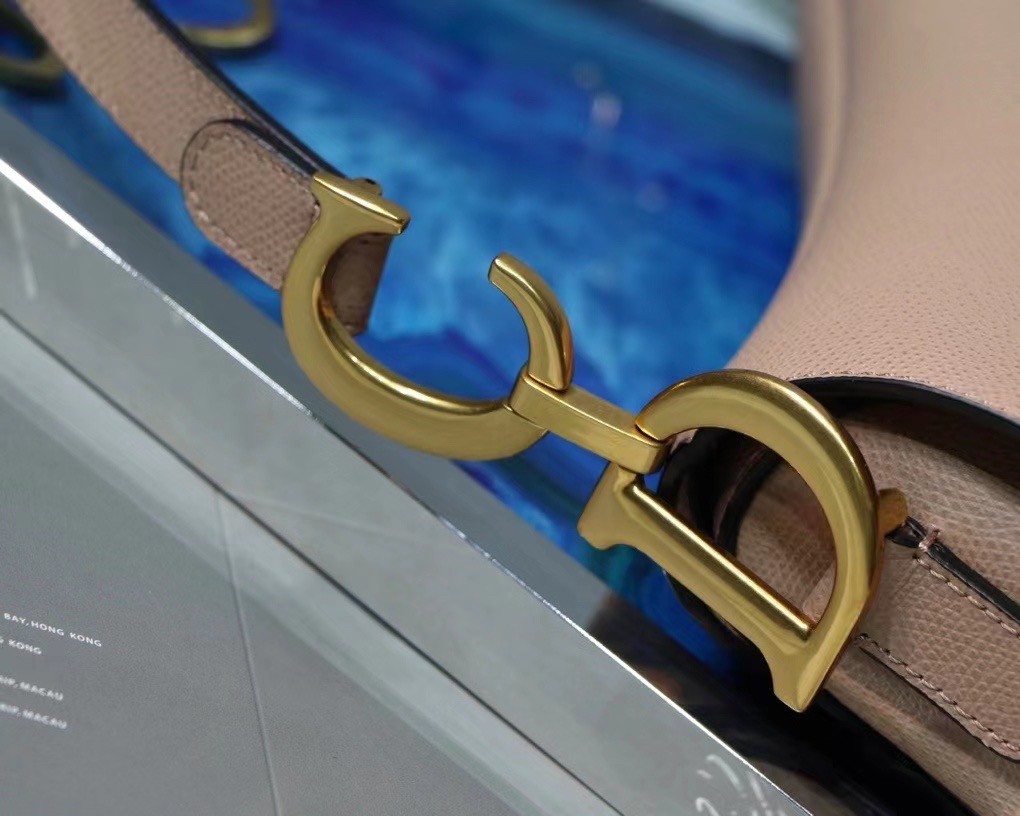 D*or saddle bag in blush grained calfskin