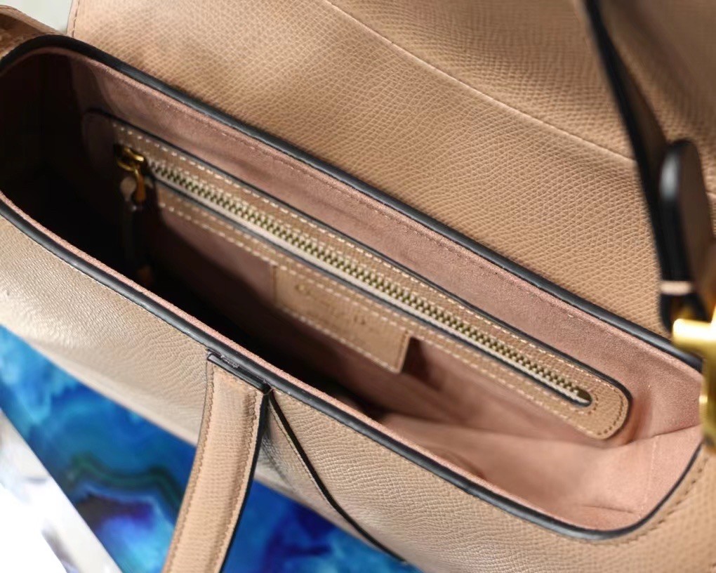 D*or saddle bag in blush grained calfskin