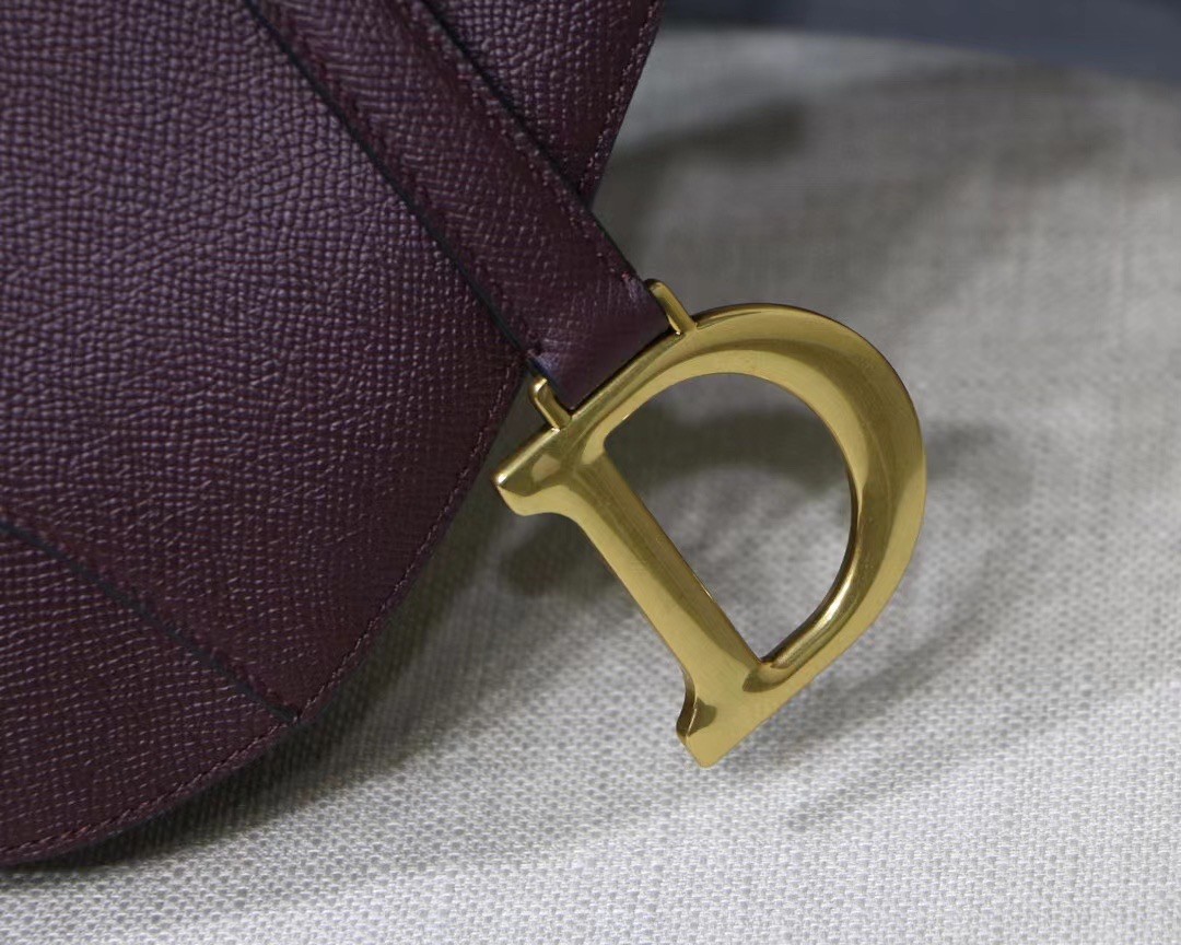 D*or saddle bag in bordeaux grained calfskin