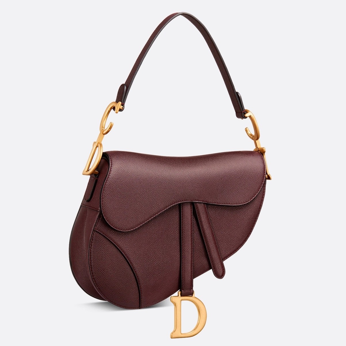 D*or saddle bag in bordeaux grained calfskin