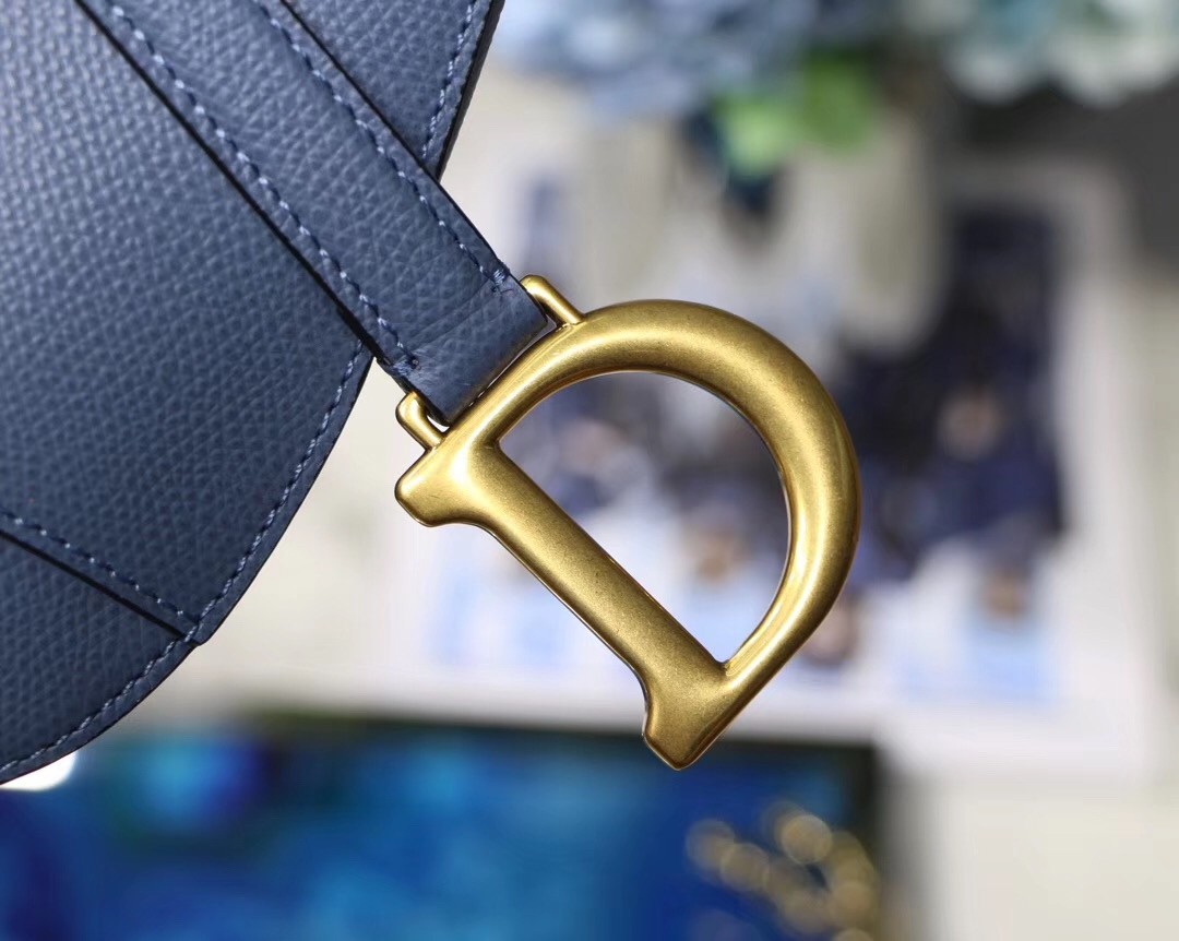 D*or saddle bag in denim blue grained calfskin