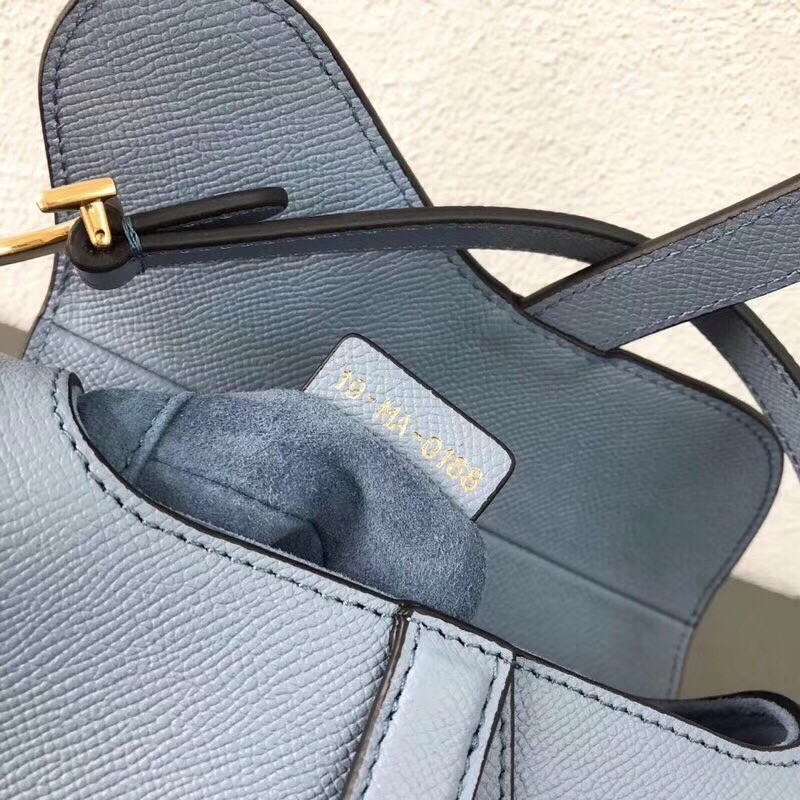 D*or saddle bag in sky blue grained calfskin
