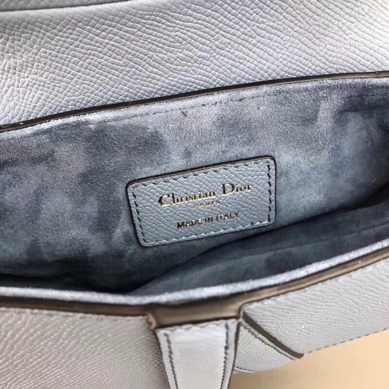 D*or saddle bag in sky blue grained calfskin