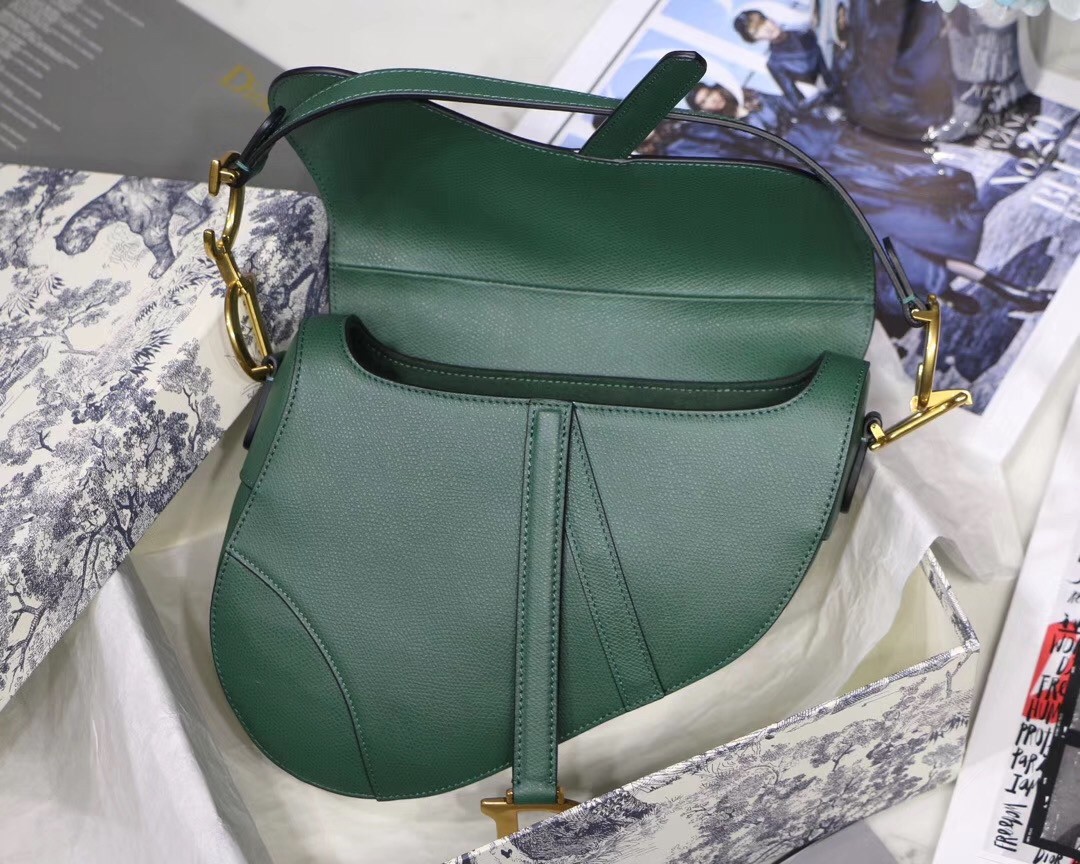D*or saddle bag in storm blue grained calfskin