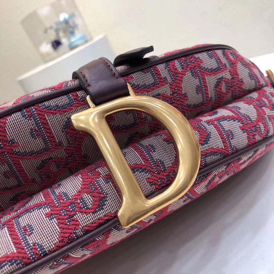 D*or saddle bag in bordeaux oblique jacquard canvas