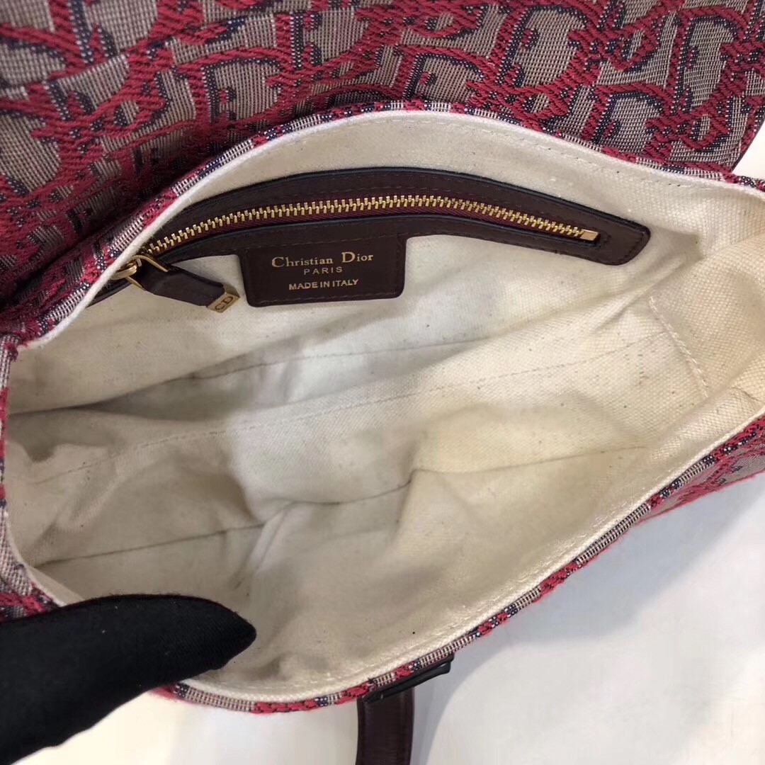D*or saddle bag in bordeaux oblique jacquard canvas