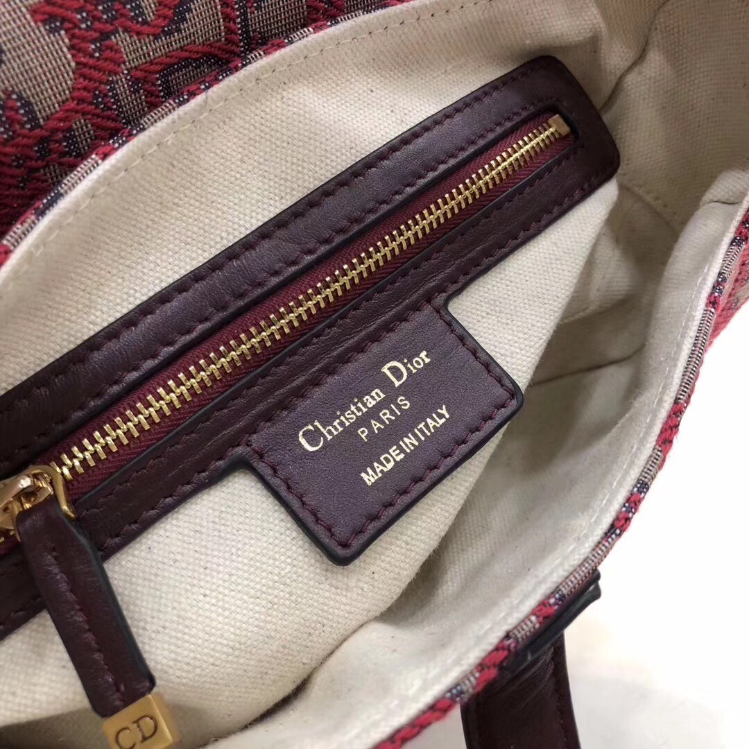 D*or saddle bag in bordeaux oblique jacquard canvas