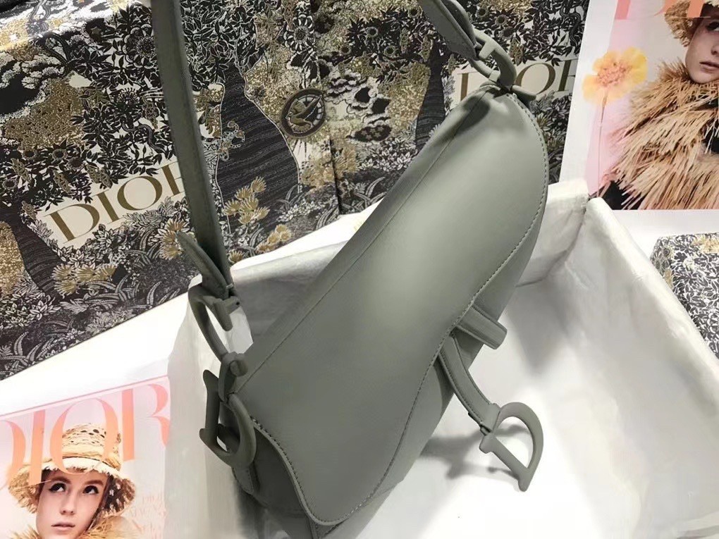 D*or saddle bag in grey ultramatte calfskin