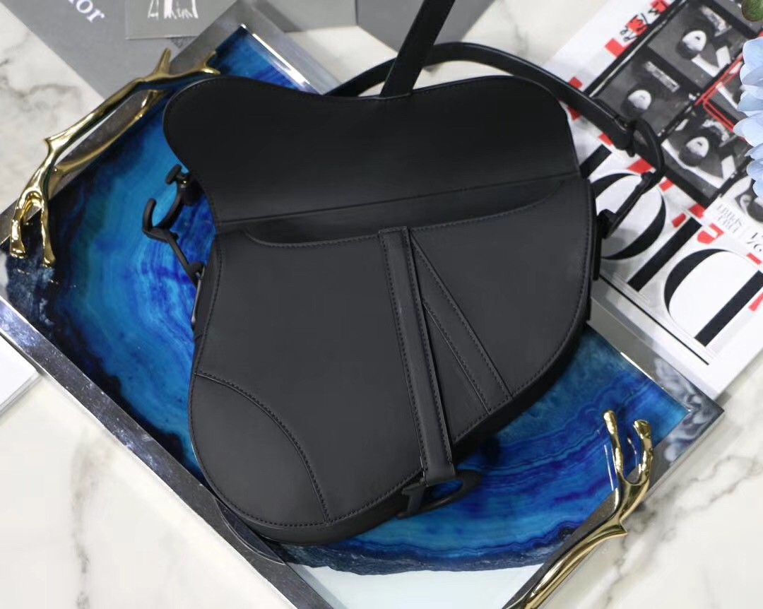 D*or saddle bag in black ultra matte leather