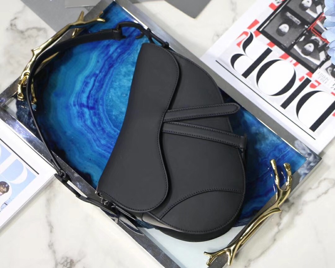 D*or saddle bag in black ultra matte leather