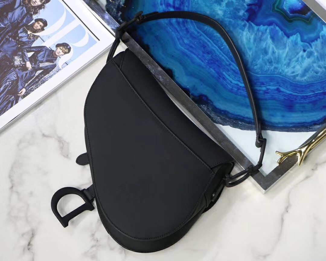 D*or saddle bag in black ultra matte leather