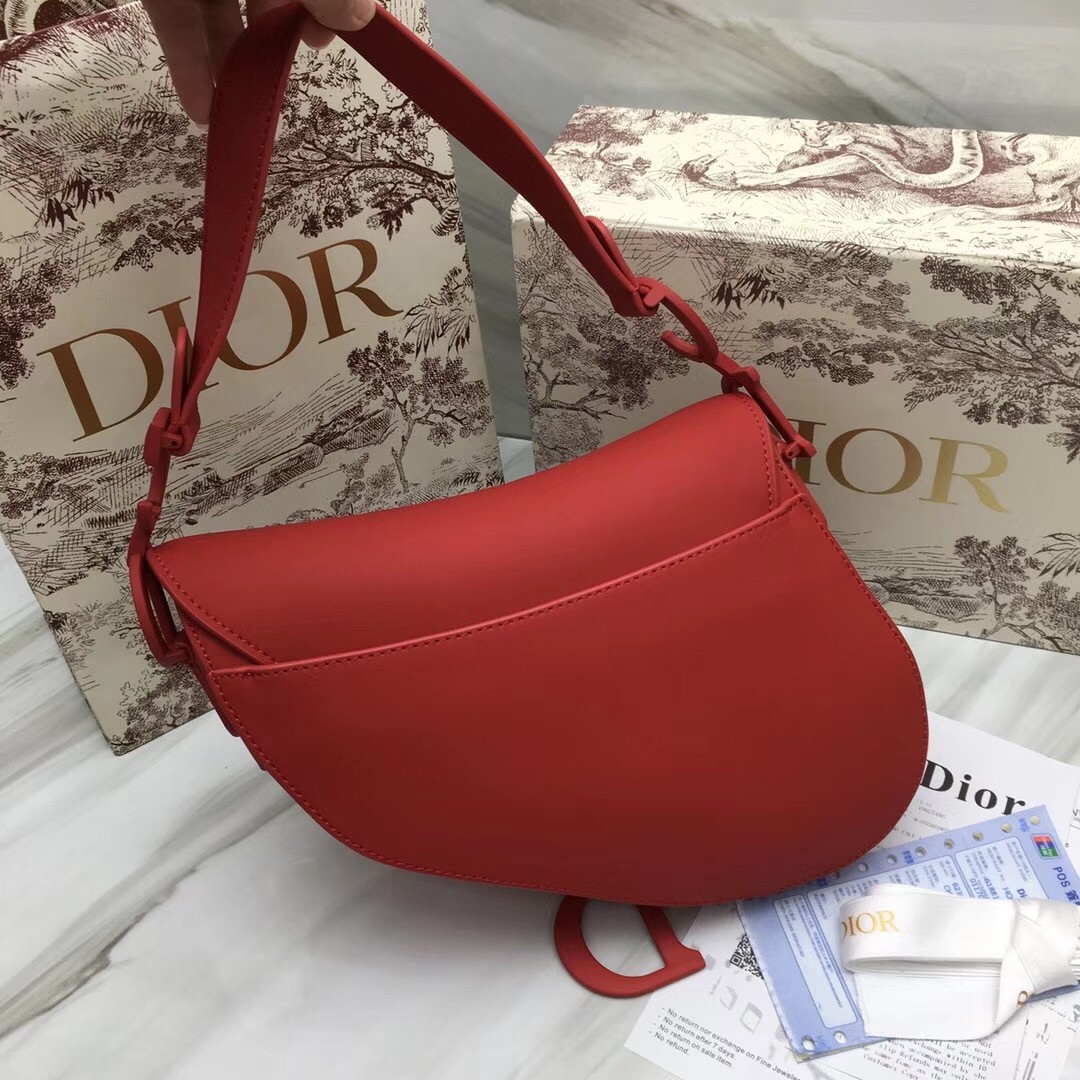 D*or saddle bag in cherry red matte calfskin