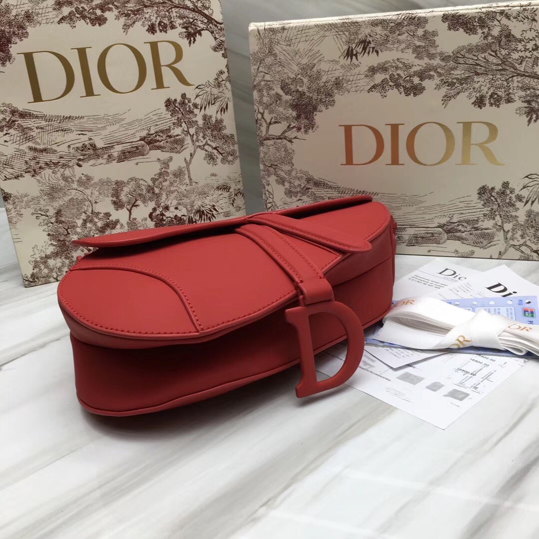 D*or saddle bag in cherry red matte calfskin