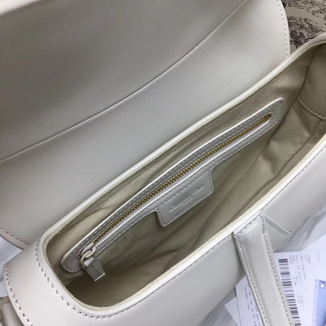 D*or saddle bag in white matte calfskin