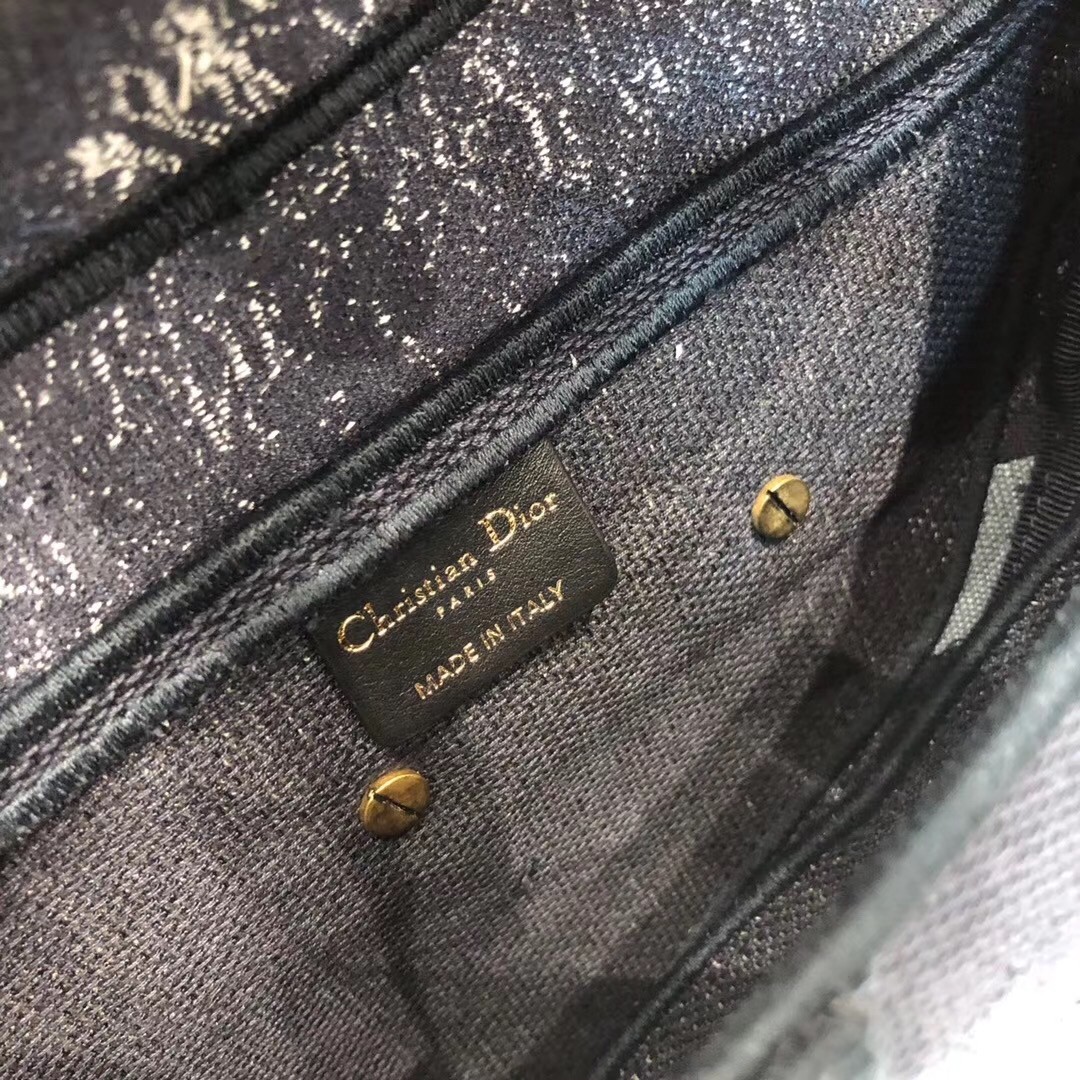 D*or saddle bag in blue multicolor tie embroidery