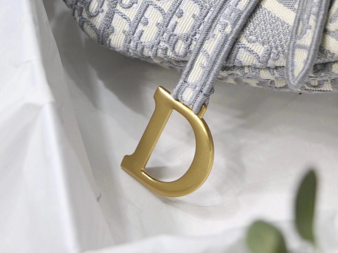 D*or saddle bag in gray D*or oblique embroidery